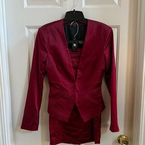 Bebe Chic Burgundy Red Blazer & Skirt Set